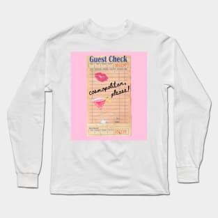 Cosmopolitan Cocktail Y2k Pink Guest Check Print Long Sleeve T-Shirt